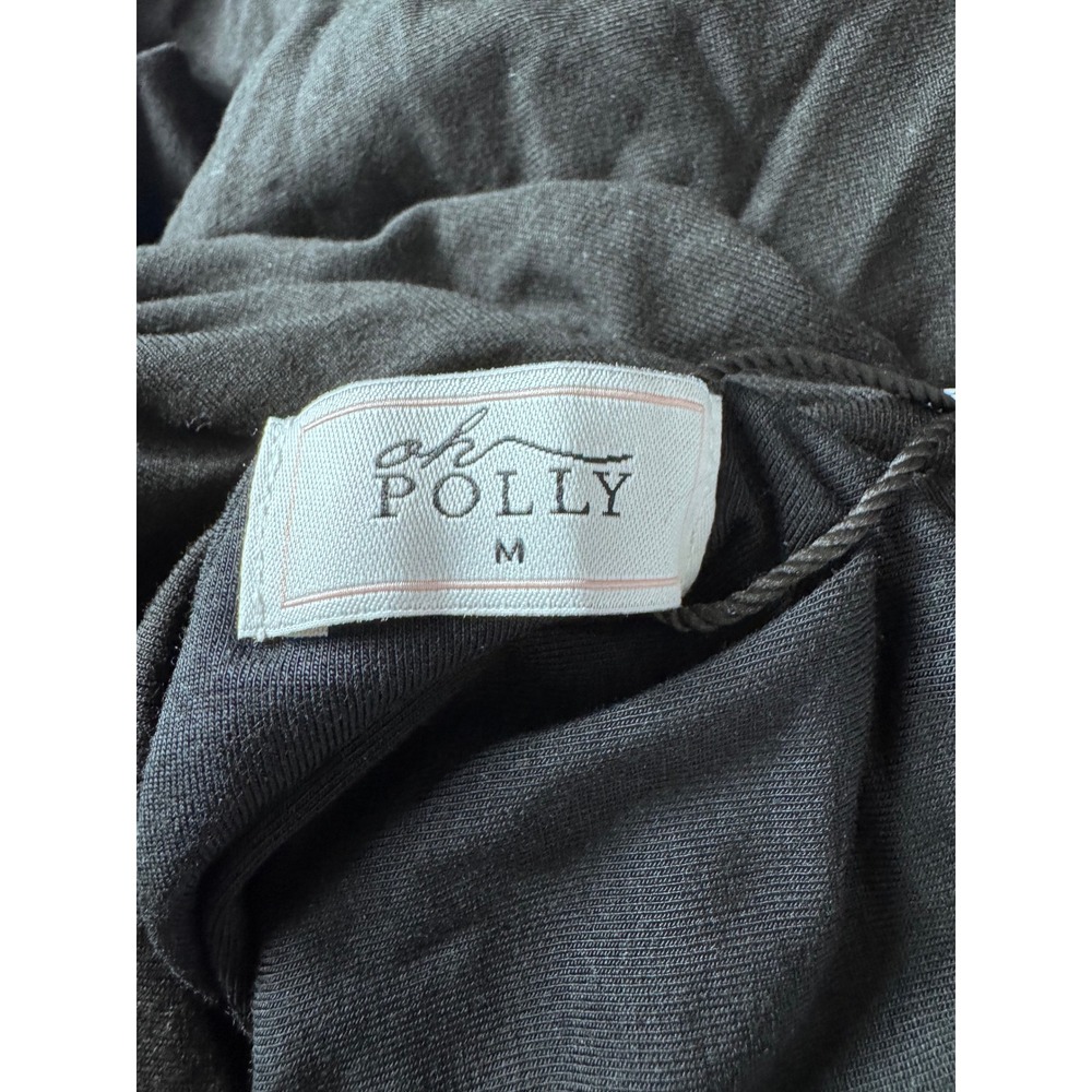 Oh Polly Black Long Sleeve Open Back Maxi Dress Ruched Modal Formal Size M NWT - Picture 6 of 10